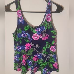 Express Tropical Peplum Tank